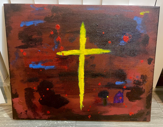 Cross and a House No.1 Acrylic Painting (20x24) - Genesis Phillips