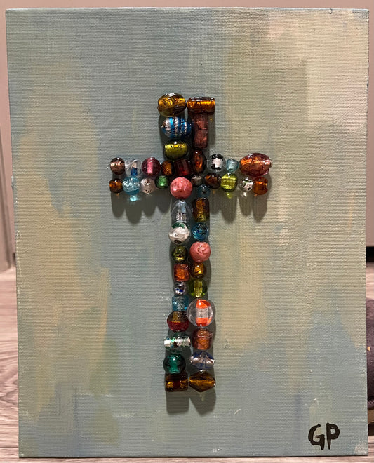 Beaded Cross Painting (8x10) - Genesis Phillips