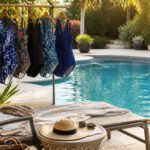 A sunny poolside scene with lounge chairs and a clear blue pool.